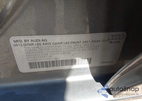 2013 Audi A4 2.0T Premium из США, поврежденный, VIN WAUBFAFL7DN011887